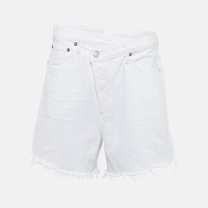 Agolde - Criss Cross asymmetric denim shorts white